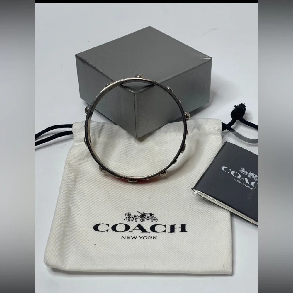 COACH Vintage Y2K Coral Studded Metal Bangle Bracelet